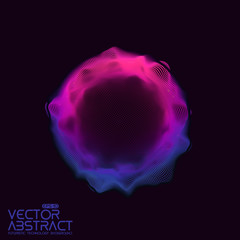 Poster - Vector abstract sphere of particles, points array. Futuristic vector illustration. Technology digital splash or explosion of data points. Spherical waveform. Cyber UI or HUD element.