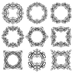 Wall Mural - Decorative vintage curly frames set. Decorative elements for design. Vector illustration.