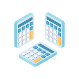 Fototapeta Dinusie - Calculator isometric view from different sides. Vector illustration.