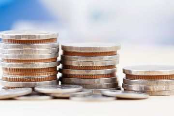 Close up of stack of coins for finance and banking concept