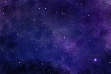 Wall Mural - watercolor abstract background with stars and nebula