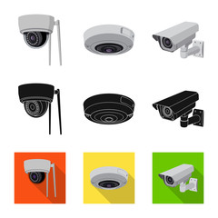 Isolated object of cctv and camera logo. Set of cctv and system vector icon for stock.