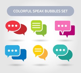 Wall Mural - colorful speech bubble signs. vector color bubbles shapes for chatting or chat conversation