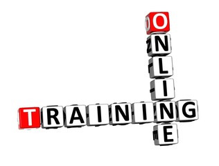 Poster - 3D Rendering Crossword Training Online Over White Background.