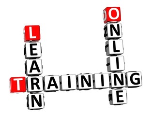 Poster - 3D Rendering Crossword Learn Training Online Over White Background.