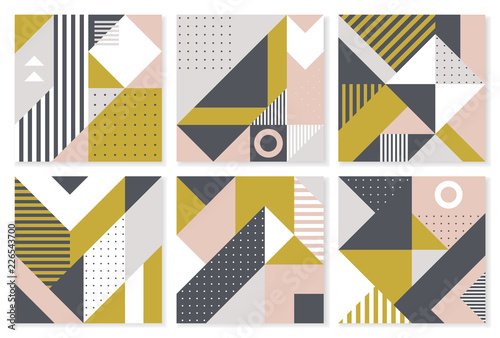 Fotografie, Obraz Set of 6 backgrounds with trendy geometric design