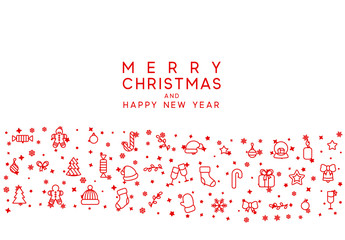 Wall Mural - Merry Christmas and Happy New Year. Xmas holiday background greeting card.