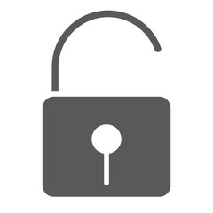 Poster - Unlock glyph icon, security and padlock, lock sign, vector graphics, a solid pattern on a white background.