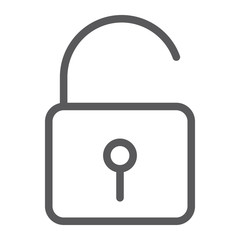 Poster - Unlock line icon, security and padlock, lock sign, vector graphics, a linear pattern on a white background.