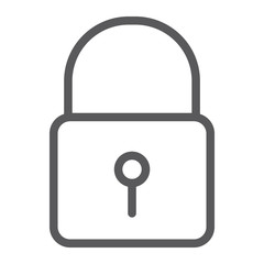 Poster - Lock line icon, security and padlock, door lock sign, vector graphics, a linear pattern on a white background.