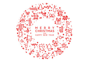 Wall Mural - Merry Christmas and Happy New Year. Xmas holiday background greeting card.