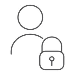 Poster - User unlocked thin line icon, privacy and safety, profile sign, vector graphics, a linear pattern on a white background.