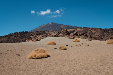 Wall Mural - desert landscape and mountain peak view from volcanic crater, pico del Teide, Tenerife