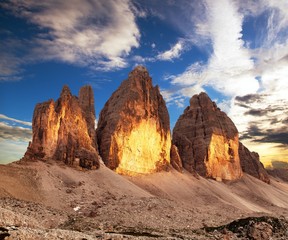 Poster - Morning view of Drei Zinnen or Tre Cime di Lavaredo