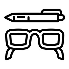 Poster - Glasses and pen icon. Outline glasses and pen vector icon for web design isolated on white background