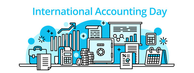 Poster - Accounting day banner. Outline illustration of accounting day vector banner for web design