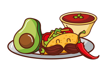 Poster - taco avocado and tomato sauce mexican food traditional