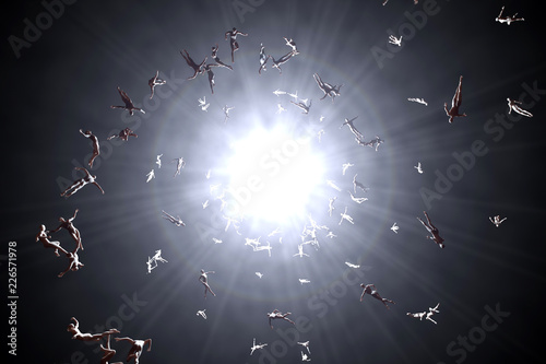 Fotografía 3D rendered illustration of Souls of deceased People streaming into the white light and afterlife of heaven