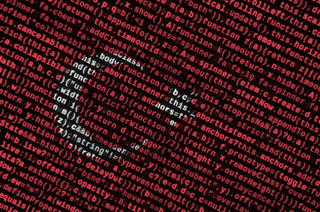 turkey flag is depicted on the screen with the program code. the concept of modern technology and si