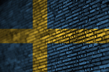 Sweden flag  is depicted on the screen with the program code. The concept of modern technology and site development