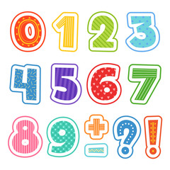 Poster - cartoon numbers. colored fun alphabet for school kids vector text clipart illustrations isolated. co