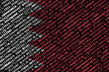 bahrain flag is depicted on the screen with the program code. the concept of modern technology and s