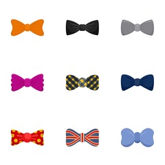 Poster - bow icon set. flat set of 9 bow vector icons for web design