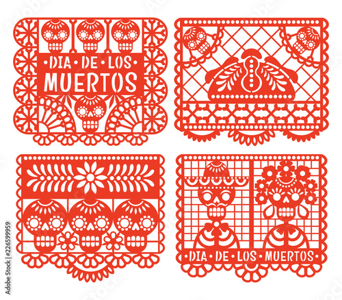 Day of the Dead. Papel Picado. Vector collection of traditional Mexican ...