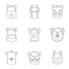 Poster - student backpack icon set. outline set of 9 student backpack vector icons for web design isolated on