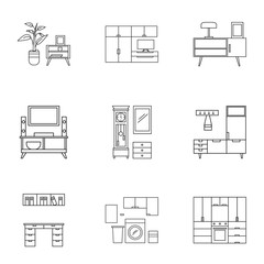 Poster - furniture icon set. outline set of 9 furniture vector icons for web design isolated on white backgro