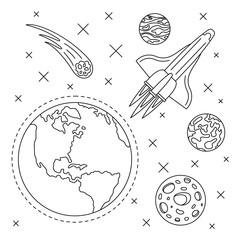 Poster - Earth planet space concept background. Outline illustration of earth planet space vector concept background for web design