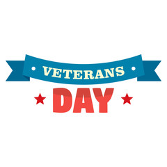 Sticker - Ribbon veterans day logo. Flat illustration of ribbon veterans day vector logo for web design