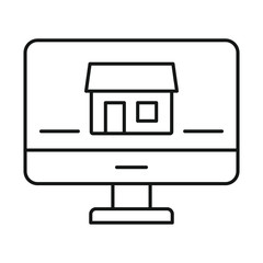 Poster - monitor house security icon. outline illustration of monitor house security vector icon for web desi