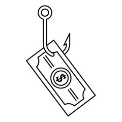 Poster - phishing money icon. outline illustration of phishing money vector icon for web design isolated on w