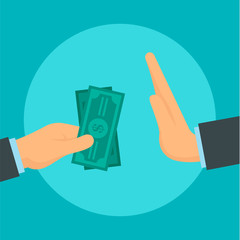 Poster - Reject bribery money concept background. Flat illustration of reject bribery money vector concept background for web design