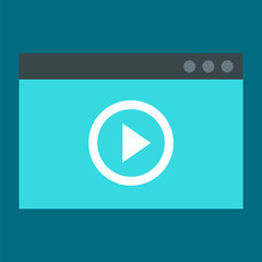 Poster - Window video play icon. Flat illustration of window video play vector icon for web design
