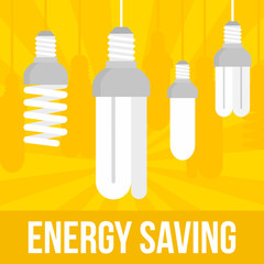 Poster - Energy saving bulb concept background. Flat illustration of energy saving bulb vector concept background for web design