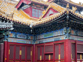 Wall Mural - Lama Temple architecture and ornaments, Beijing, China