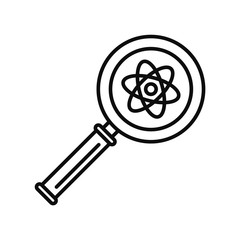 Poster - Magnify glass atom icon. Outline illustration of magnify glass atom vector icon for web design isolated on white background