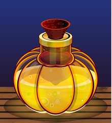 sparke vector bottle with bright yellow autumn poison potion