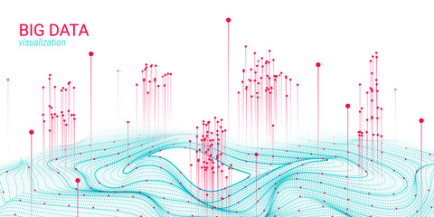 Wall Mural - wave 3d big data visualization. analysis infographic.