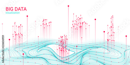 Fotografía Wave 3D Big Data Visualization. Analysis Infographic.