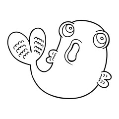 Naklejka na meble line drawing cartoon of a fish