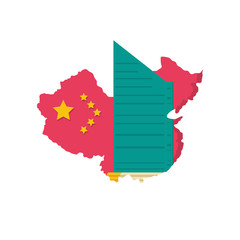 Sticker - map china with building isolated icon