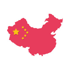 Sticker - map china with flag isolated icon