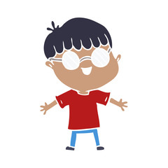 flat color style cartoon boy wearing spectacles