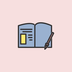 Poster - Notebook and pen vector icon. Element of color education for mobile concept and web apps illustration. Thin line icon for website design and development, app development