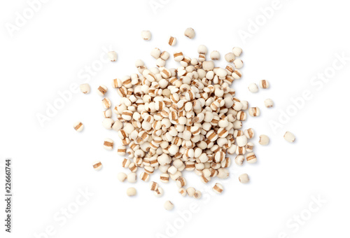 Fotografia, Obraz Heap of Job's tears isolated on white background. Top view.
