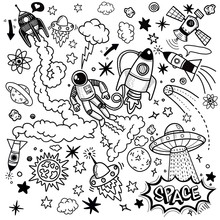 Space Pattern Hand Drawing Illustration Vector