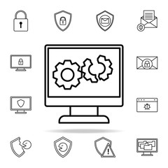 Aufkleber - broken computer system line icon. Virus antivirus icons universal set for web and mobile